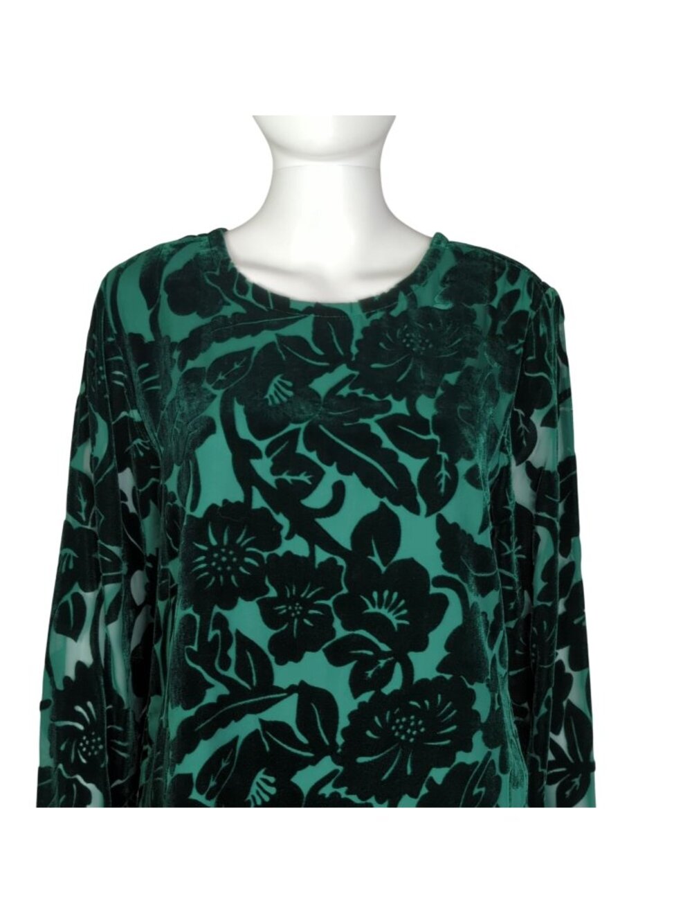 Silk Lore by Beth Terrell Green Velour/Silk Tunic, Women's Small